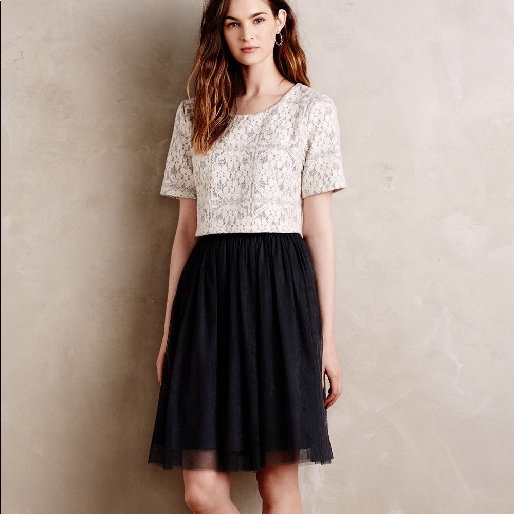 Anthropologie Two-Tone Lace Top and Black Skirt Dress